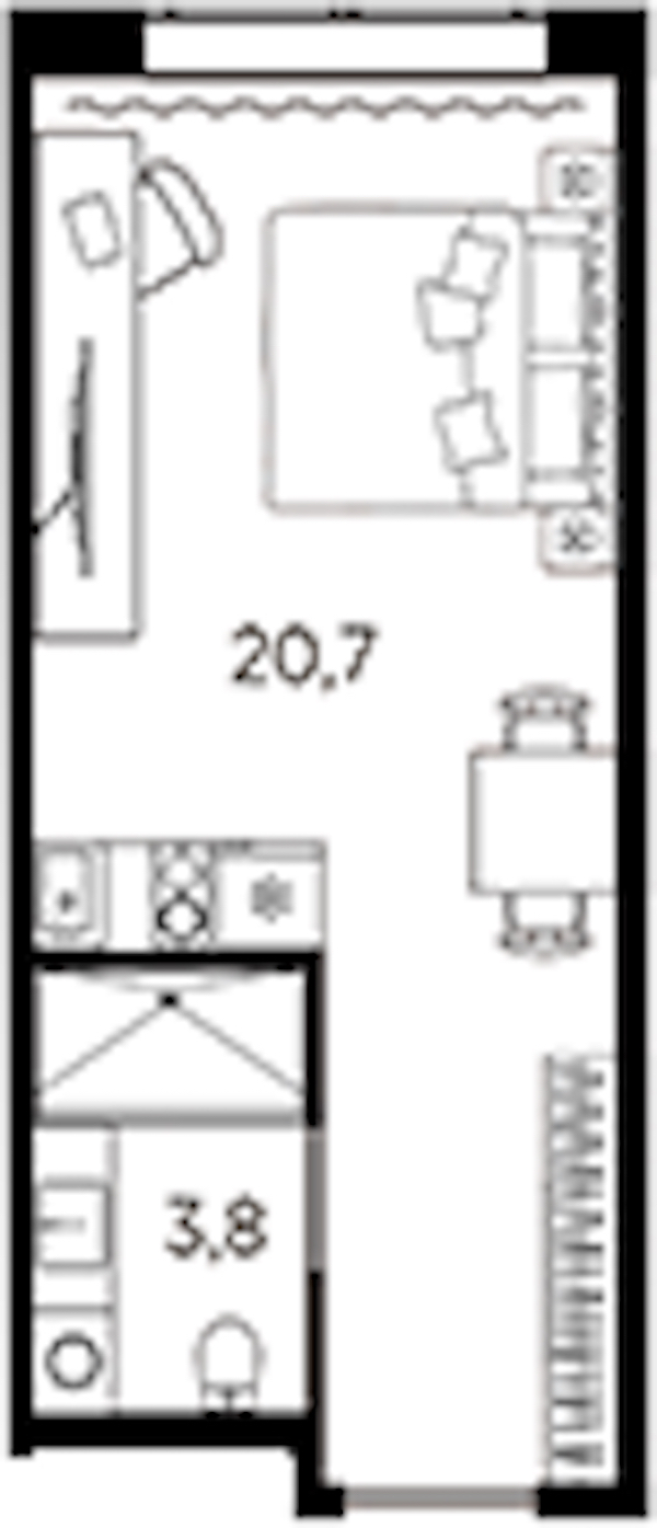 Квартира студия 24.5 м², 7/13 эт., ЖК «AVENIR Industrial»